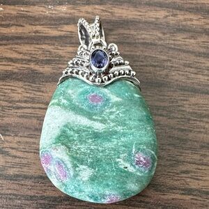 SAjen Green RUBY in FUCHSITE & Tanzanite